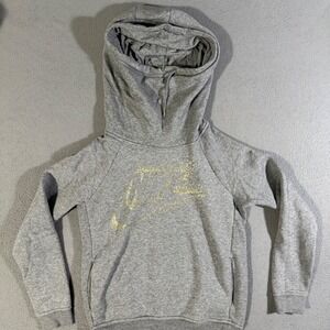 Nike Women's Gray Hoodie Gold Logo Funnel Neck Sweatshirt‎ Small